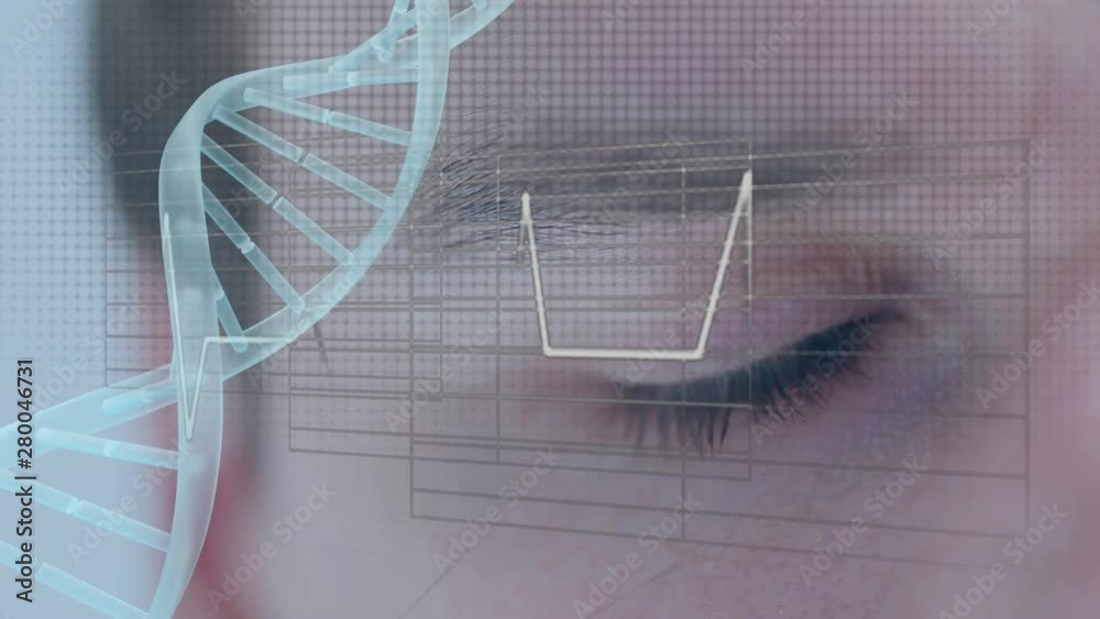 Man and DNA double helix with a heart line