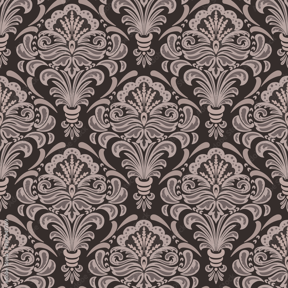 Vector damask seamless pattern background. Classical luxury old fashioned damask ornament, royal victorian seamless texture for wallpapers, textile, wrapping. Exquisite floral baroque template.