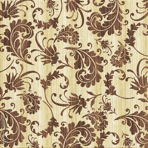 seamless pattern with flowers and leaves