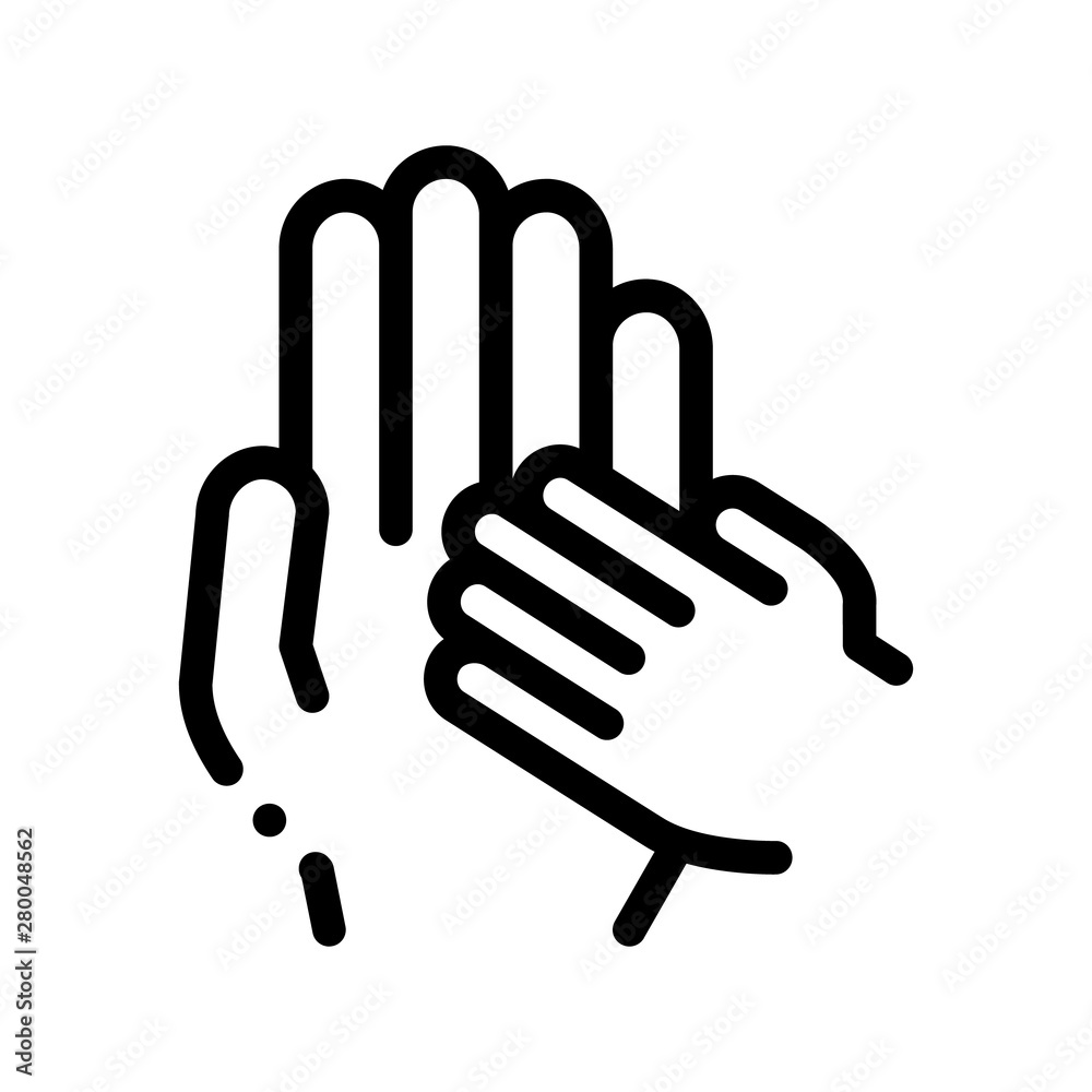 Child Volunteers Support Vector Thin Line Icon. Volunteers Support, Charitable Organizations, Adoption Childship Little Hand On Big Linear Pictogram. Blood Donor Contour Illustration Child Volunteers Support Vector Thin Line Icon. Volunteers Support, Charitable Organizations, Adoption Childship Little Hand On Big Linear Pictogram. Blood Donor Contour Illustration