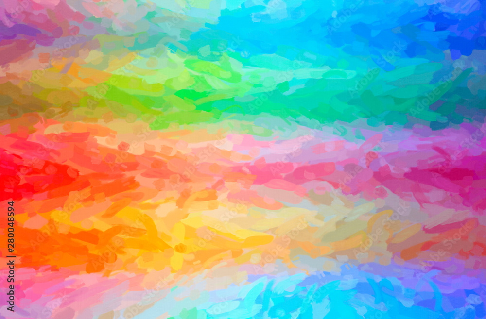 Abstract illustration of blue, green, orange, pink, red, yellow Impressionist Impasto background