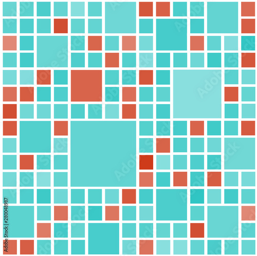 The background is made of multicolored squares. Vector illustration