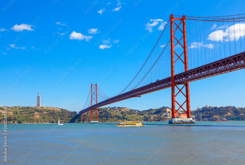 The stunning Ponte 25 de Abril in Lisbon , Portugal