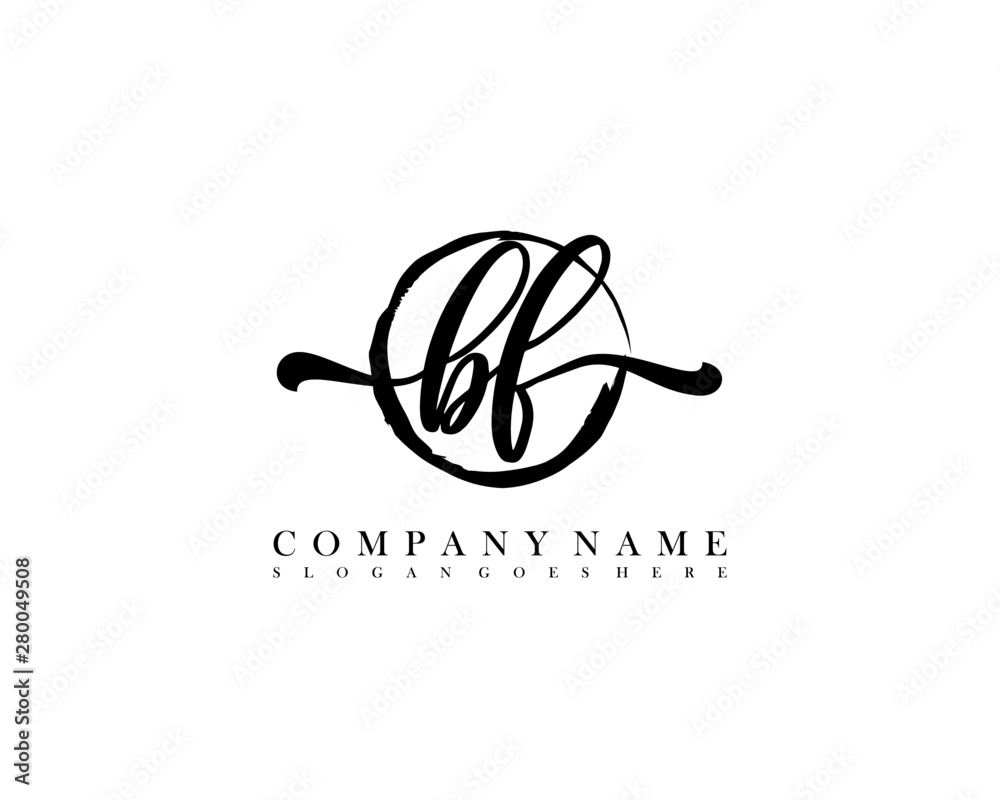 BF Initial handwriting logo with circle hand drawn template vector ...