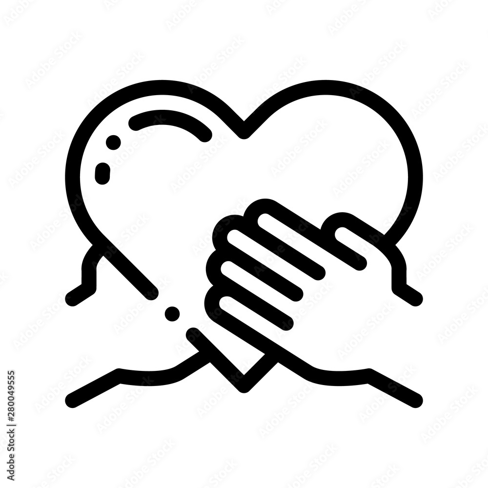 Volunteers Support Hand Hold Vector Thin Line Icon. Volunteers Support, Charitable Organizations, Two Arm Keeping Heart Linear Pictogram. Big Blood Donor Contour Illustration Volunteers Support Hand Hold Vector Thin Line Icon. Volunteers Support, Charitable Organizations, Two Arm Keeping Heart Linear Pictogram. Big Blood Donor Contour Illustration