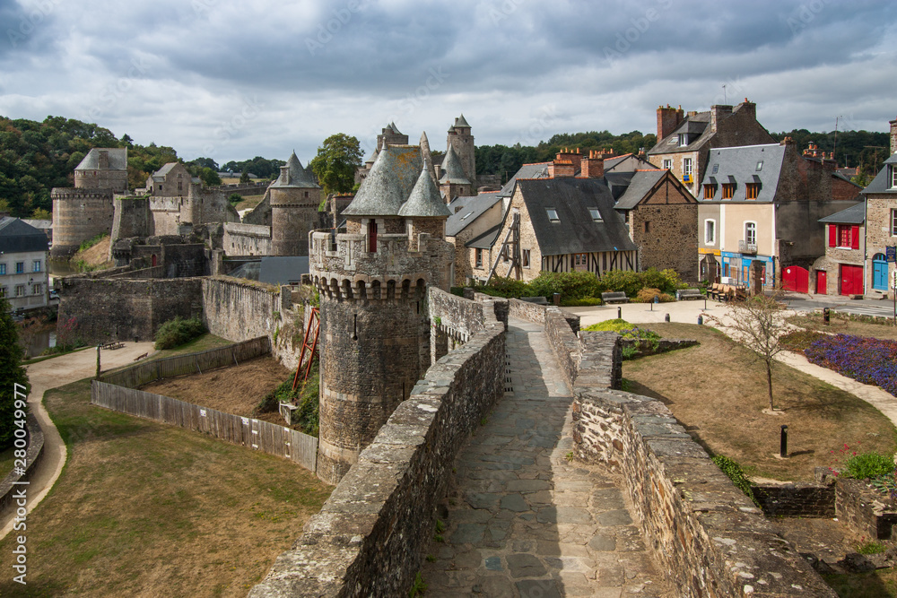 Old City Wall View point Jardin Public,  Fougères, France.