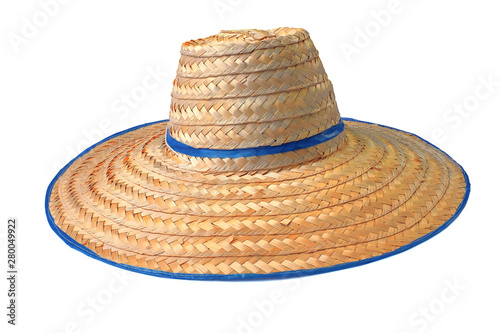 traditional bamboo panama hat for thai farmer isolated on white background. This has clipping path