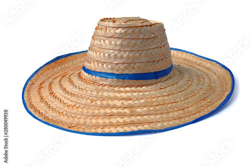 traditional bamboo panama hat for thai farmer isolated on white background. This has clipping path