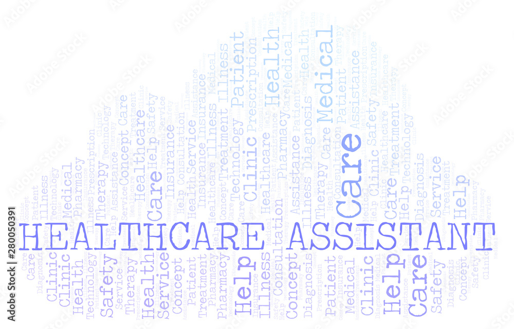 Healthcare Assistant word cloud.