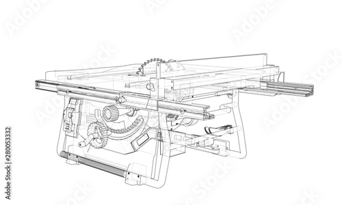 Outline table saw for woodwork vector