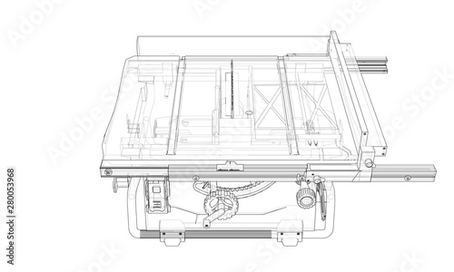 Outline table saw for woodwork vector