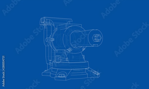 Outline vise vector. Wire-frame style