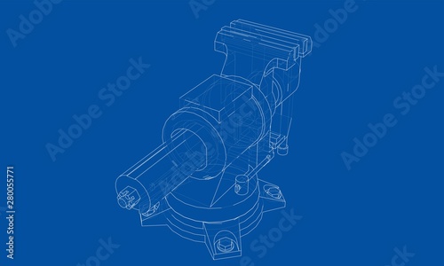 Outline vise vector. Wire-frame style