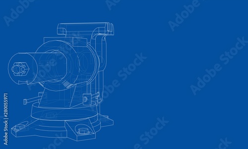 Outline vise vector. Wire-frame style