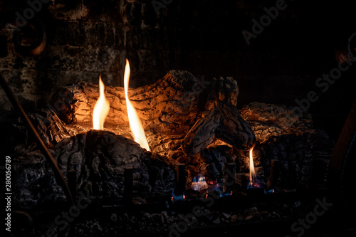 Fototapeta Naklejka Na Ścianę i Meble -  fire in fireplace