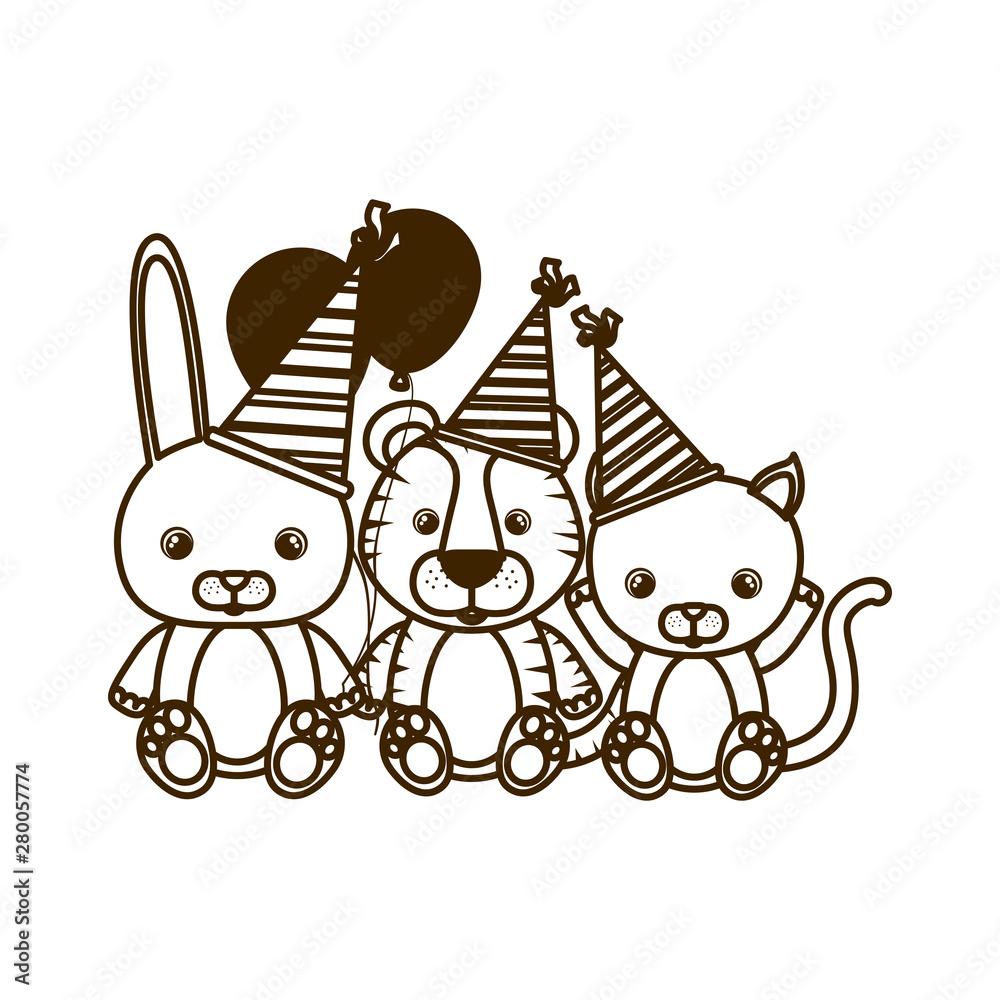 silhouette of card of celebration with animals on white background silhouette of card of celebration with animals on white background