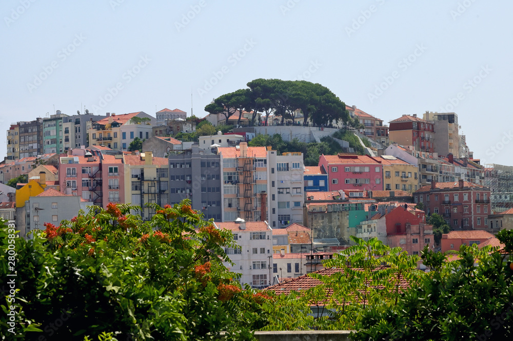 Old Lisbon city and buildings in summer