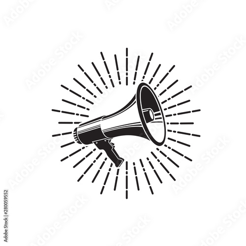 vintage illustration of speaking megaphone or bullhorn