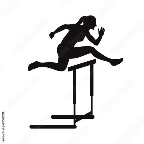 Woman Hurdlers Silhouette