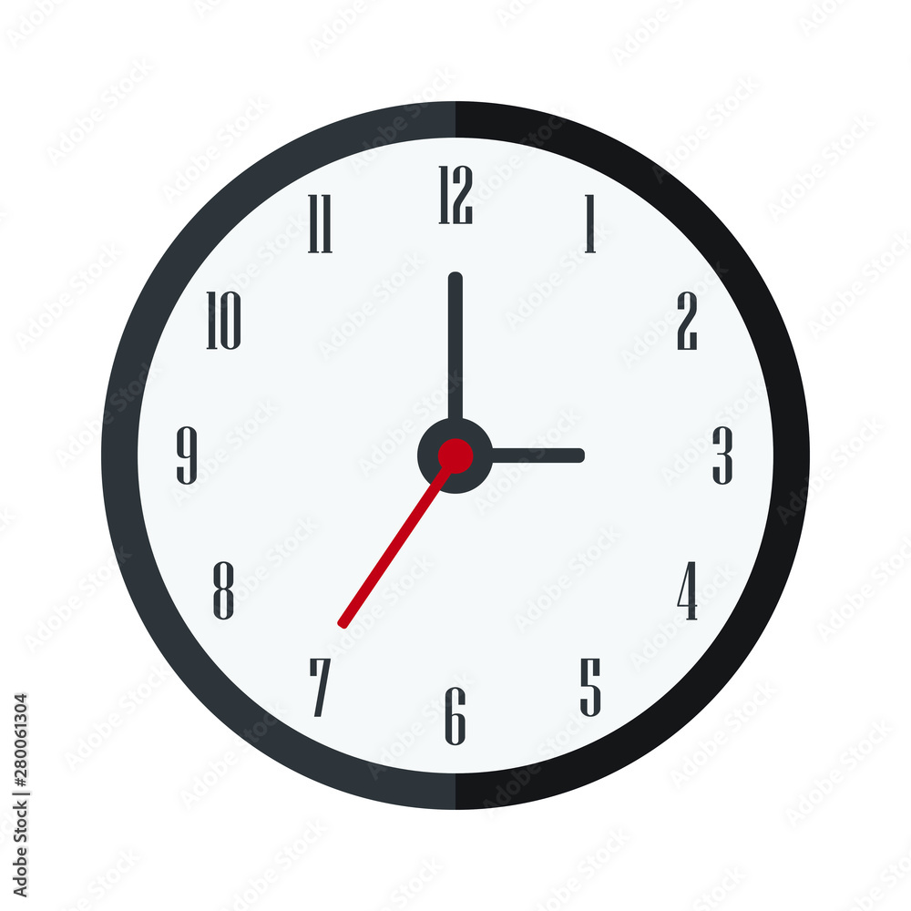 Clock sign icon in flat style. Time management vector illustration on white isolated background. Timer business concept. Clock sign icon in flat style. Time management vector illustration on white isolated background. Timer business concept.
