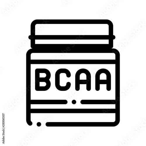 Dcaa Bottle Sport Nutrition Vector Thin Line Icon. Bio Balancers Muscle Sportsman Nutrition Plastic Package Linear Pictogram. Dietary Protein Ingredient, Bar Bodybuilding Contour Illustration