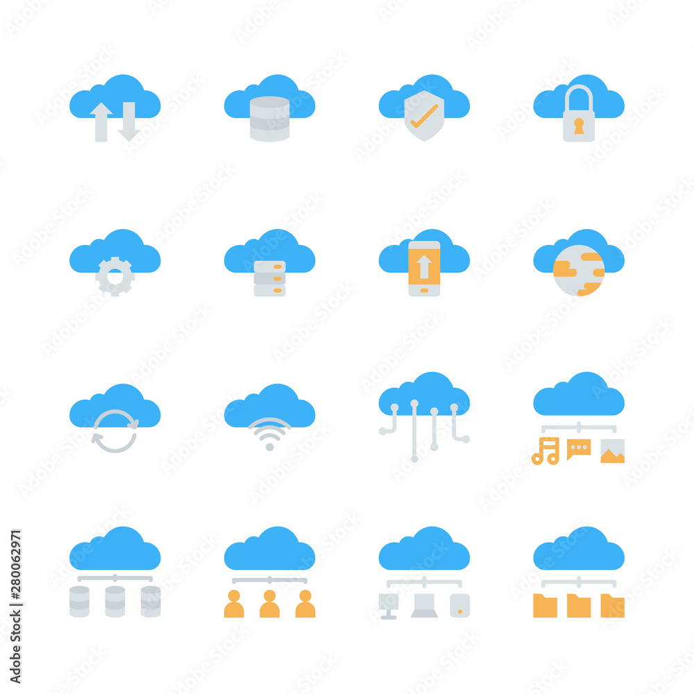 Cloud technology icon set in flat design..Vector illustration Cloud technology icon set in flat design..Vector illustration