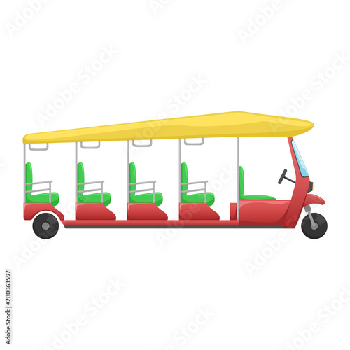 Vector tuk tuk. A flat cartoon illustration of Asian public transport.