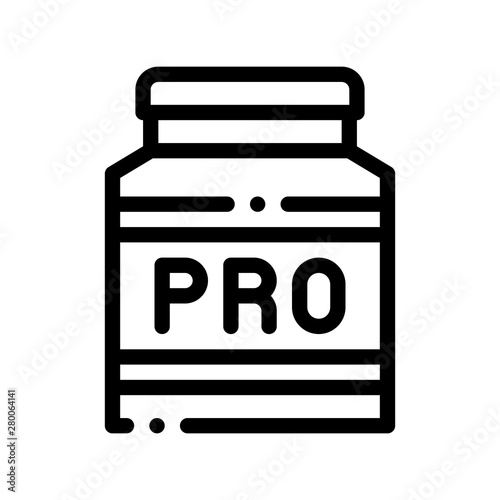 Bottle Pro Sport Nutrition Vector Thin Line Icon. Bio Balancers Health Vitamin Sport Nutrition Linear Pictogram. Dietary Protein Ingredient, Iso, Bar Bodybuilding Contour Illustration