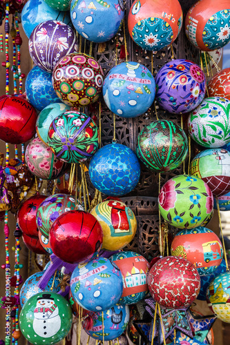 Muscat, Oman: New Year decorative balls on Muscat souvenir market.