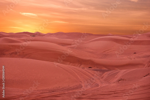 Sunset in sand desert  United Arab Emirates