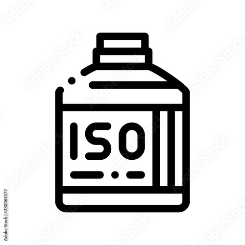 Bottle With Sport Nutrition Vector Thin Line Icon. Bio Balancers Healthy Sport Nutrition for Sportsman Linear Pictogram. Dietary Protein Ingredient, Iso, Bar Bodybuilding Contour Illustration