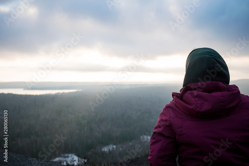 Woman overlooking the vally photo