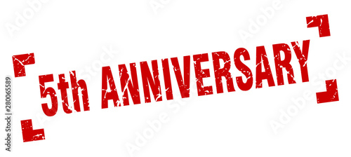 5th anniversary stamp. 5th anniversary square grunge sign. 5th anniversary