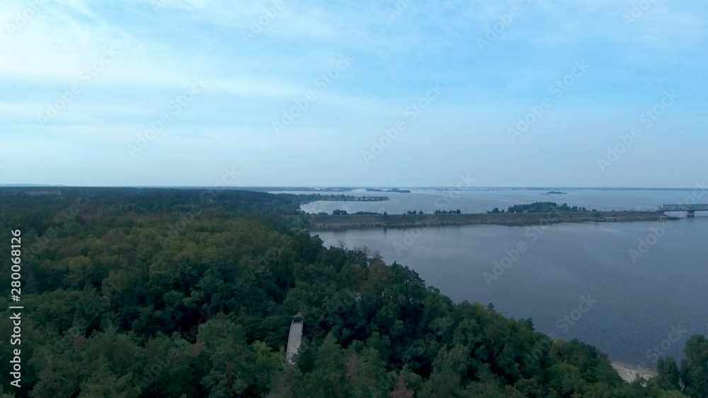 Cherkasy dam from a bird's eye view across the Dnieper River.The road across the Dnieper River near the city of Cherkasy. Cherkasy dam from a bird's eye view across the Dnieper River.The road across the Dnieper River near the city of Cherkasy.