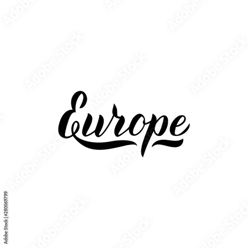 Europe tour typography lettering. Travel agency logo. Banner icon for Europe trips. Vector eps 10.