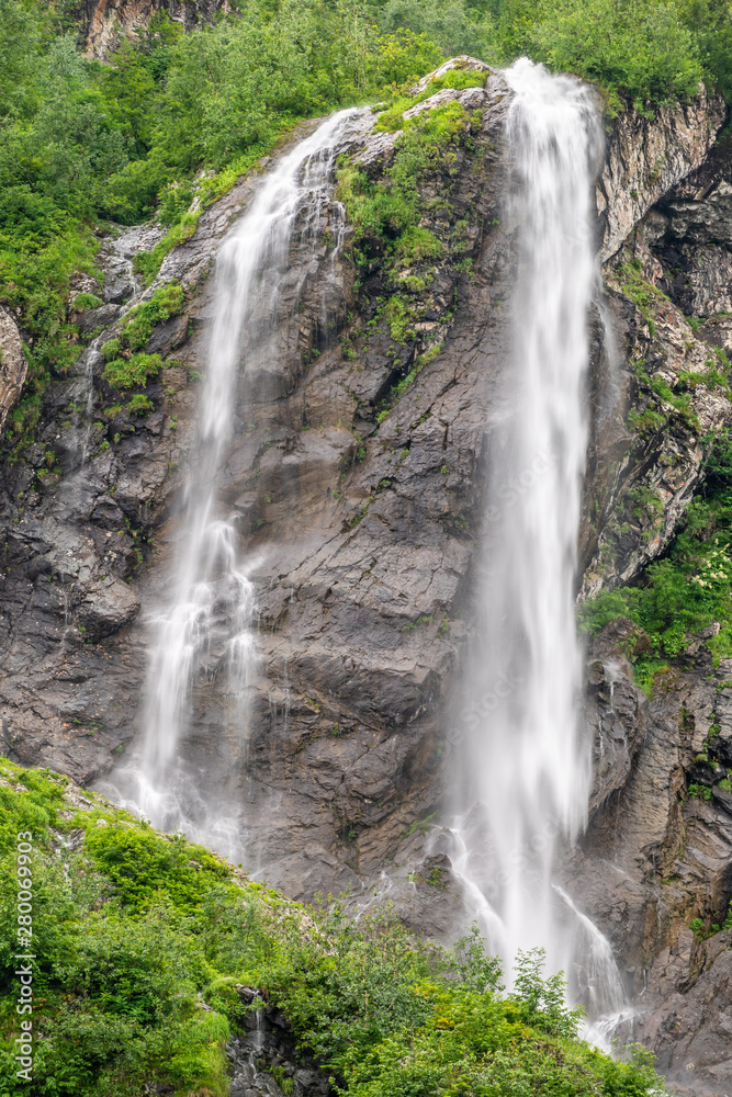 The highest waterfall, falling from a cliff