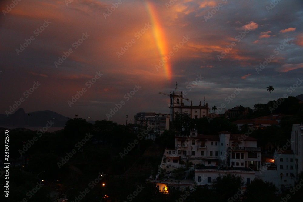 Fototapeta premium Rainbow at the sunset