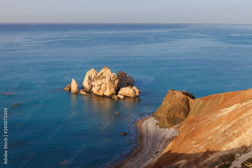Crystal clear water and rocky shore of Cyprus