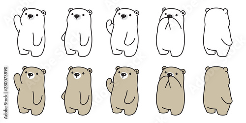 Obraz na plátně Bear vector icon polar bear logo cartoon character doodle illustration design