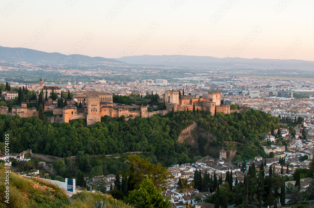 Views of the Alhambra, the Albaicín and the city of Granada