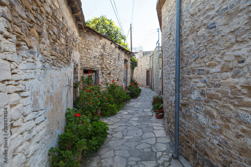 Beautiful street view in picturesque village Lefkara, Cyprus