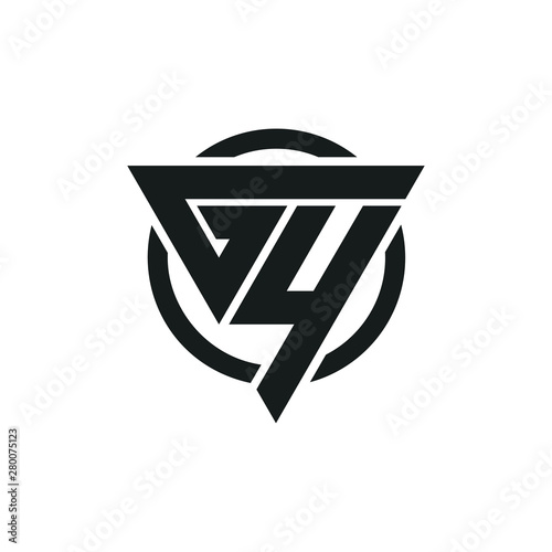 GY, YG, G4, 4G Triangle Logo Circle Monogram Design Vector Super Hero Concept