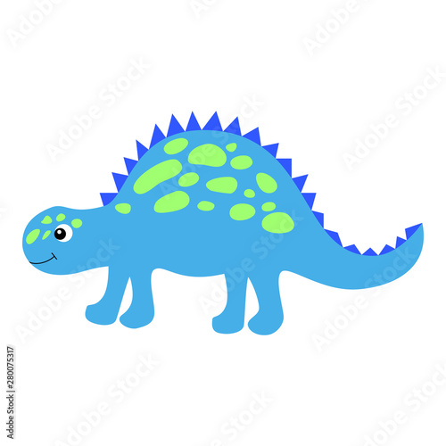 Colorful dinosaur in beautiful style on white background. Cute cartoon dino design. Happy smile dinosaur. Internet concept. Cartoon style  flat isolated vector. Cute character design.