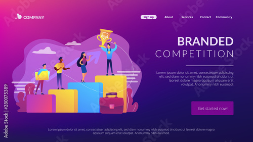 Best worker, specialist. Event sponsorship. Employee victory. Branded competition, marketing competitive event, contests organized by brand concept. Website homepage landing web page template.