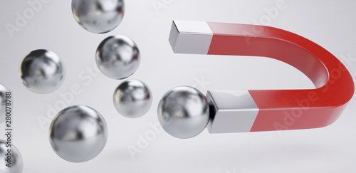 magnet chrome balls magnetic design 3d-illustration