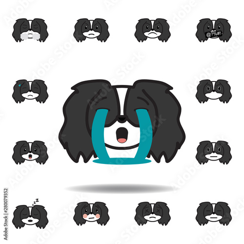 pekingese emoji sob multicolored icon. Set of pekingese emoji illustration icons. Signs, symbols can be used for web, logo, mobile app, UI, UX