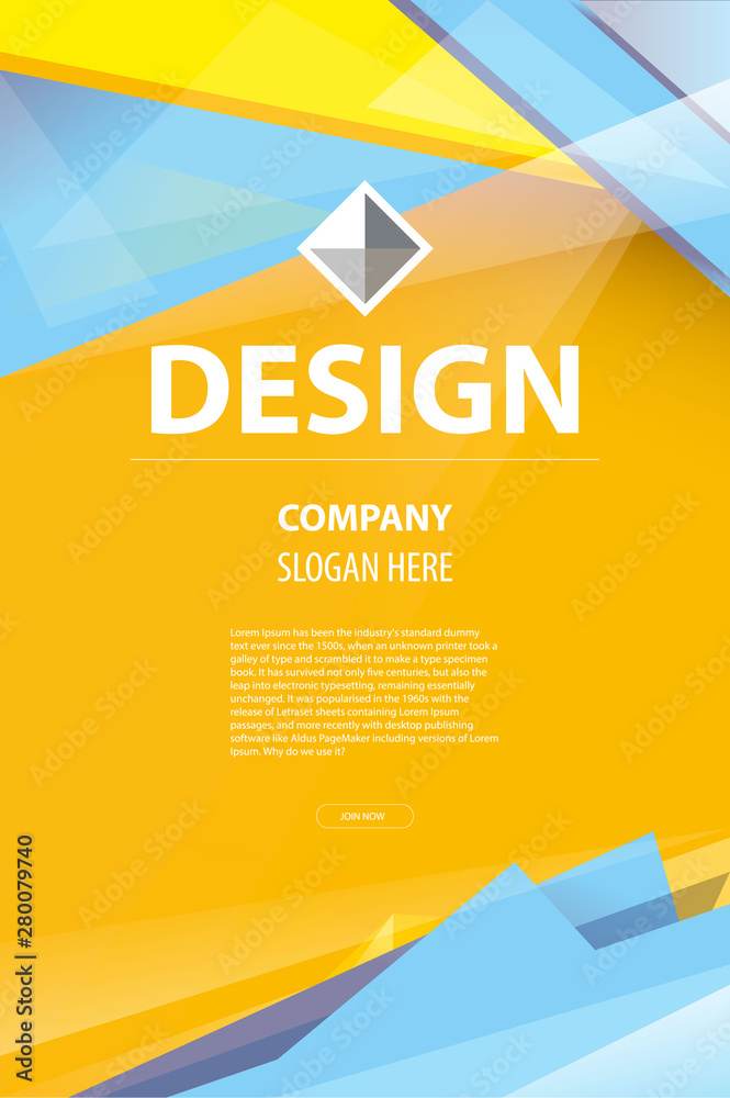 abstract background geometric modern business design company leaflet,  flyer, cover template. Abstract diagonal background blue, yellow, and  orange lines. vector illustration EPS 10 Stock Vector | Adobe Stock
