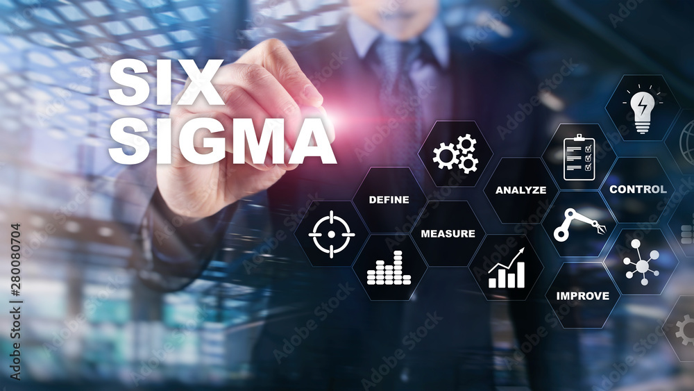 Six Sigma, manufacturing, quality control and industrial process improving concept. Business, internet and tehcnology. Six Sigma, manufacturing, quality control and industrial process improving concept. Business, internet and tehcnology.