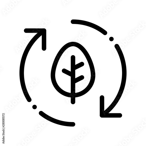 Forest Leaves Tree Arrows Vector Thin Line Icon. Organic Cosmetic, Natural Forest Component Linear Pictogram. Eco-friendly, Cruelty-free Product, Molecular Analysis Contour Illustration