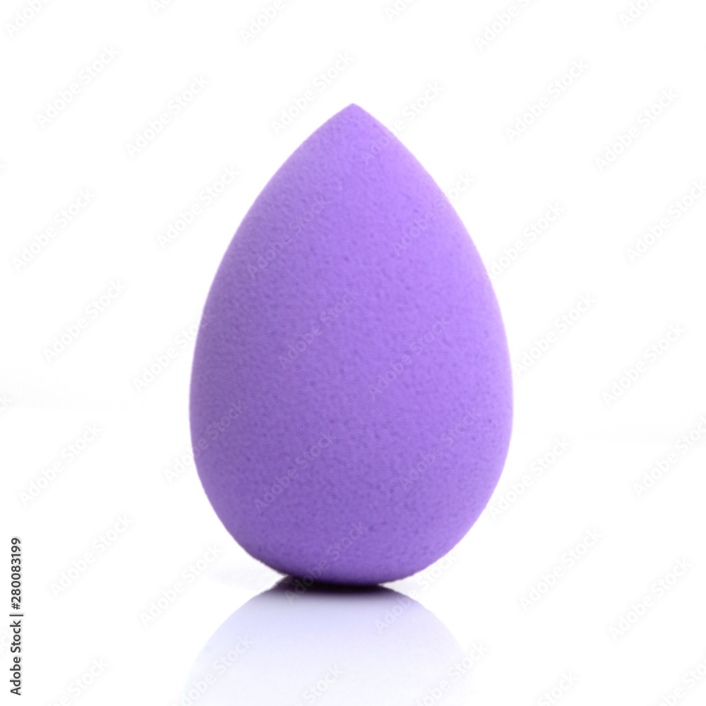 purple egg sponge on white background with reflection purple egg sponge on white background with reflection
